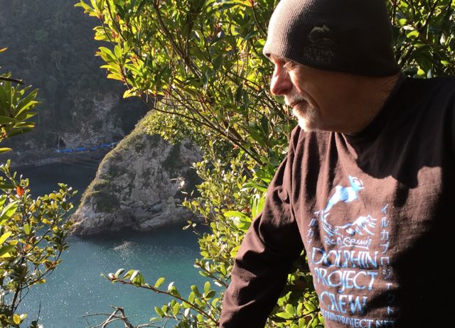 Ric O'Barry on the ground in Taiji, Japan