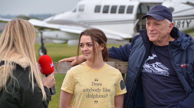 Ric O'Barry and Maisie Williams Skydiving for Dolphins
