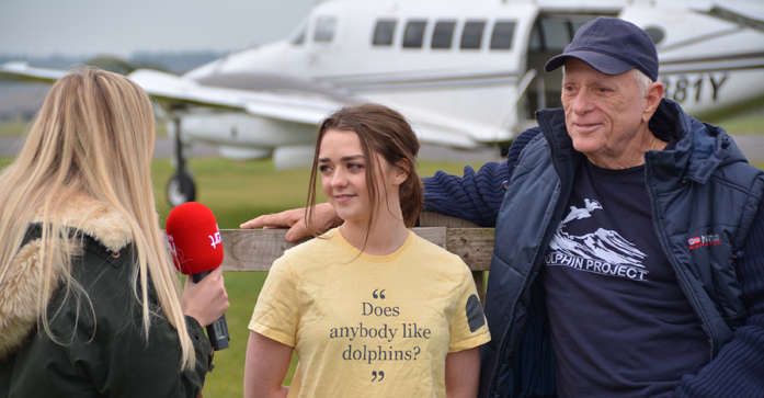 Ric O'Barry and Maisie Williams Skydiving for Dolphins
