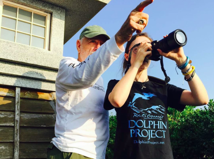 Ric O'Barry Dolphin Project Cove Monitors at The Cove