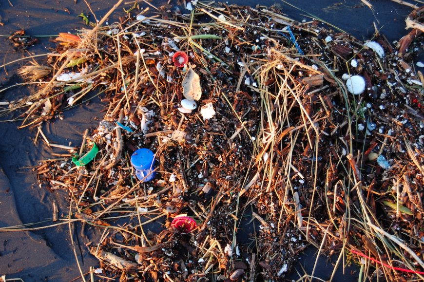 Plastic washes ashore after a storm, Ocean Beach, San Francisco