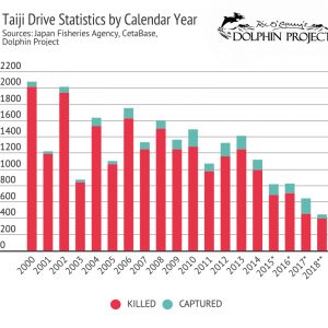 Taiji drive statistics by calendar year Taiji drive statistics by calendar year