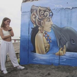 Inka Williams and #FreeBaliDolphins mural Inka Williams and #FreeBaliDolphins mural
