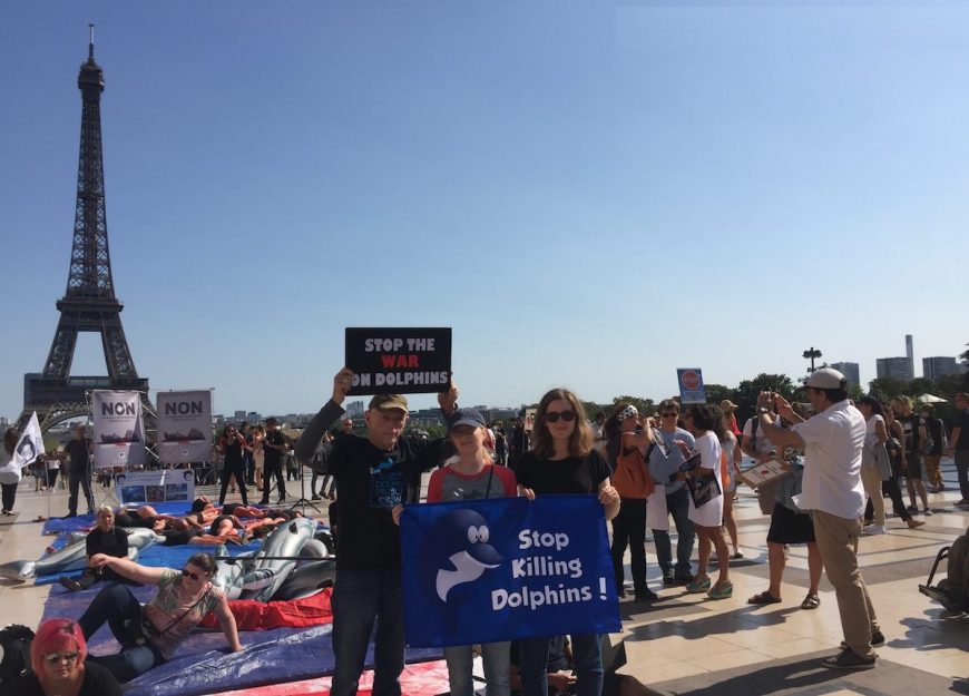 Ric and Helene O’Barry in France on Japan Dolphins Day!