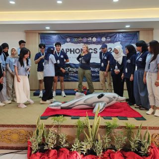 Deny, Umah Lumba's marine mammal veterinarian speaks about the marine mammal stranding response and welfare issues, Bali, Indonesia.