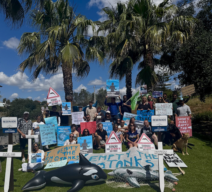 Activists say NO to dolphin captivity. Empty The Tanks Portugal